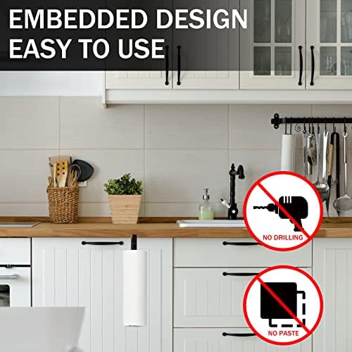 2PCS Paper Towel Holder Dispenser Under Cabinet,Kitchen Roll Holder,Kitchen Paper Towel Holder No Drilling Tissue Roll Hanger Towel Rack for Kitchen Toilet Living Room Bathroom