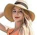 Beach Hats for Women - Sun Hat Womens UPF 50+, Beach Hat Packable Sun Hat Women Roll Up, Wide Brim Straw Hat for Women, Vocation, Cruise, Honeymoon, Travel - Khaki