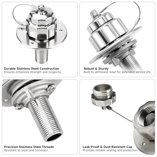Image of Stainless Steel RV Water Inlet with Quick Connector & 90-Degree Elbow, Leak-Free, Durable for RV, Camper, Boat, Motorhome, Easy Installation, Upgrade Replacement for Water Hookup