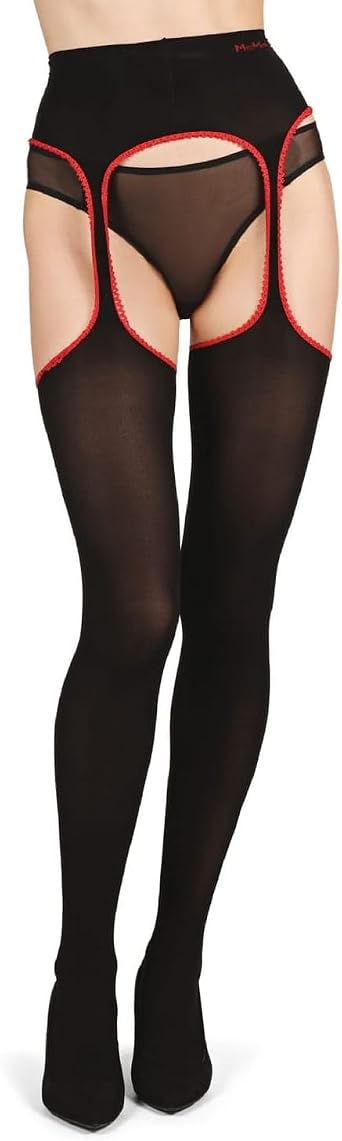 Womens Black Tie Affair Suspender 60 Denier Opaque Tights
