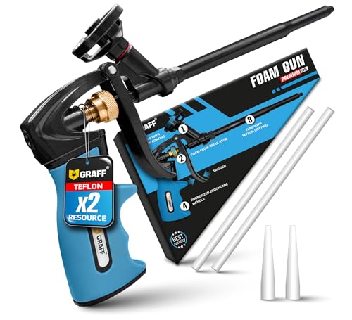 Pistola pulverizadora de espuma expandible de grado profesional con 4 extensores, pistola dispensadora de espuma recubierta de teflón con mango de goma para calafateo, sellado, aislamiento, diseño