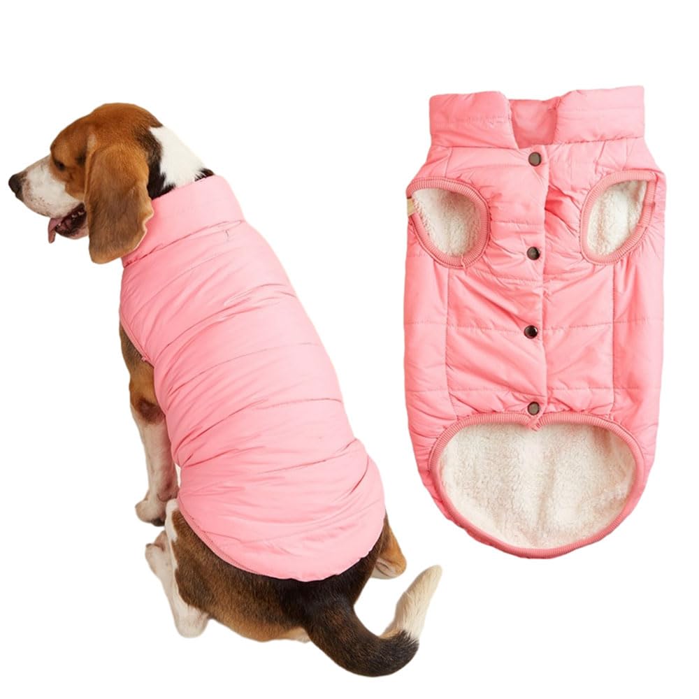 FANSU Dog Coats Waterproof, Winter Warm Dog Jacket Vest Pet Clothes for Cold Weather, Soft Cozy Dogs Jackets for Small Medium Large Dogs (3XL,Blush Pink)