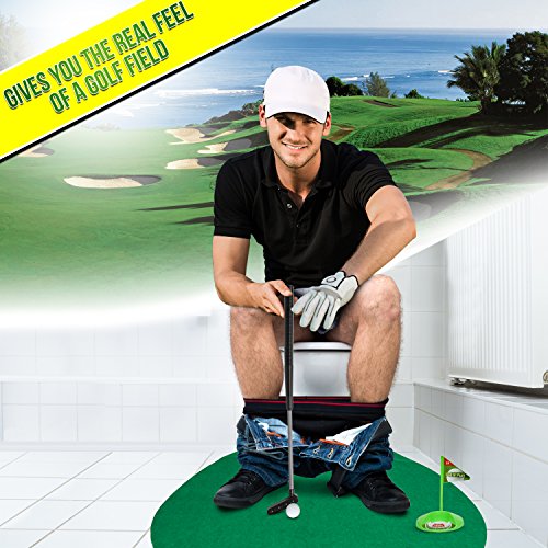 Mini Golf Set Toilet Game – Indoor Golf Practice Putting as Potty Putter Bathroom Games Perfect Gag Gifts for Men and Women - Funny Novelty Toy 1 Set