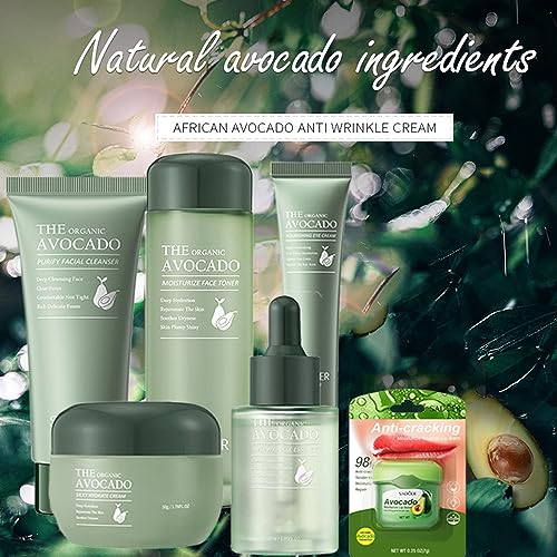 Skincare Gift Set Women - Avocado Skin Care Sets & Kits - Skincare Gifts For Teenage Girls - Pamper Gifts for Her with Cleanser-Toner-Face Serum-Eye Cream-Face Cream-Lip Balm(6PCS) - Image 3