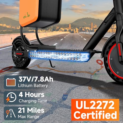 Image of Electric Scooter, 350W / 500W Motor, 19 MPH to 22MPH, 21 to 40 Miles Range, Dual Suspension, Dual Braking, App Control, Foldable Commuter E Scooter for Adults and Teens