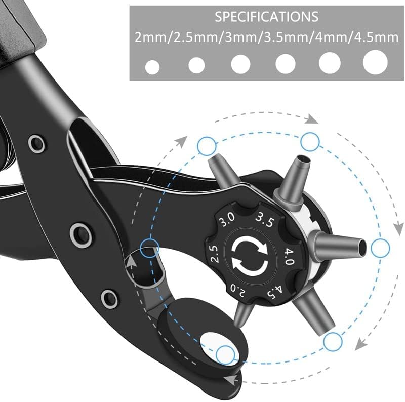 Multifunctional Belt Hole Pliers Heavy Revolver Hole Pliers Lever Gear Punch Belt Leather Puncher Household Tool|Punching| - - (Color: Black)