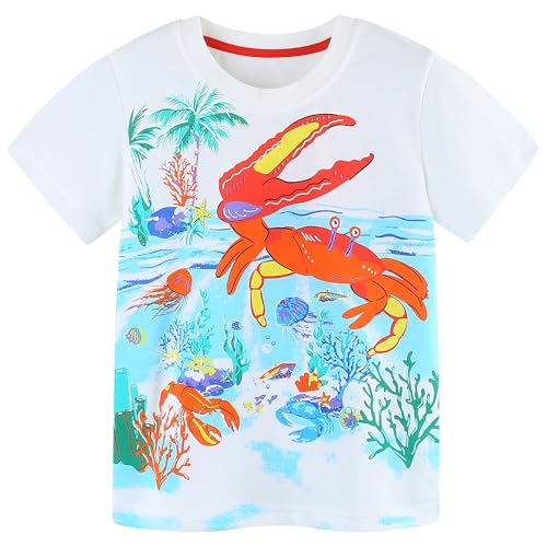 Image of AIWUHE Toddler T Shirts Cotton Summer Tshirts Boys Girls Short Sleeve Tee Tops Casual Graphic Clothes Crew Neck Shirts 2-6Y