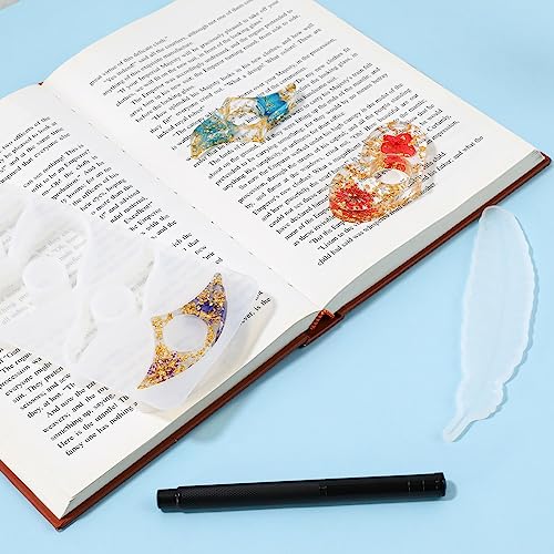 Resin Bookmark Making Molds,Bookpage Holder Resin Molds Set Diy Craft Mould For Epoxy Resin Casting Handmade Crafts Tool Feather Dried Flower Bookmark Molds Gifts For Teachers Women Readers Book Lover #TOP3