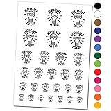 Light Bulb Bright Idea Teacher School Temporary Tattoo Water Resistant Fake Body Art Set Collection - Black (One Sheet)