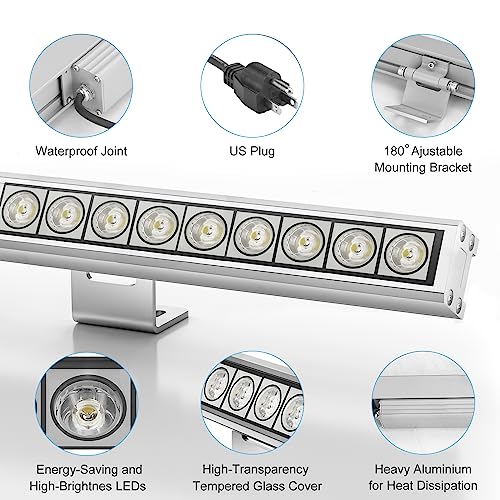 Nanzgecc 36W Led Wall Washer Light, 5000K Daylight White 3.2Ft 120V Wash Light Bar, 3850Lm Ip67 Waterproof Plug In Lights For Outdoor Indoor Lighting Project Church Landscape Garden Building-2 Pack… #TOP1