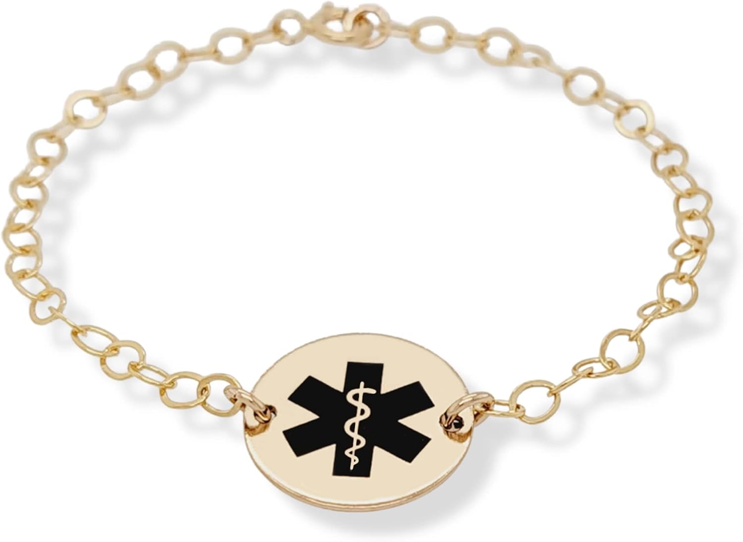 Medical Alert ID Bracelet for Women, Children, Custom Adjustable, Personalized Engraved, Emergency, 14K Gold Filled, Rose, Sterling Silver (CG343B_5-8).