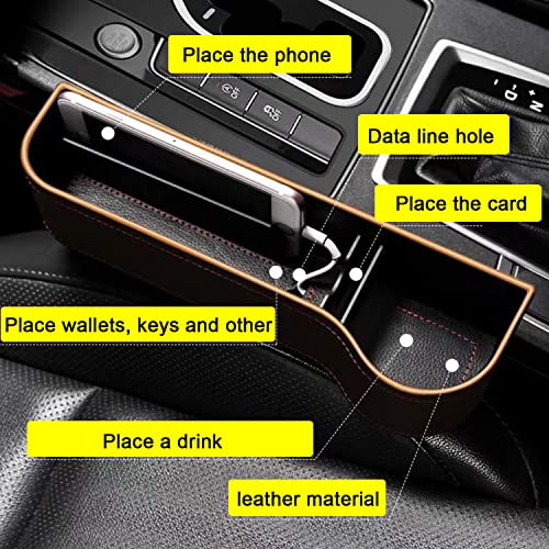 Molandra Products Car Seat Gap Filler Organizer, Leather Multifunctional Car Seat Organizer, Car Seat Organizer, Car Accessories with Car Seat Storage Organizer (Black -1 Pair)