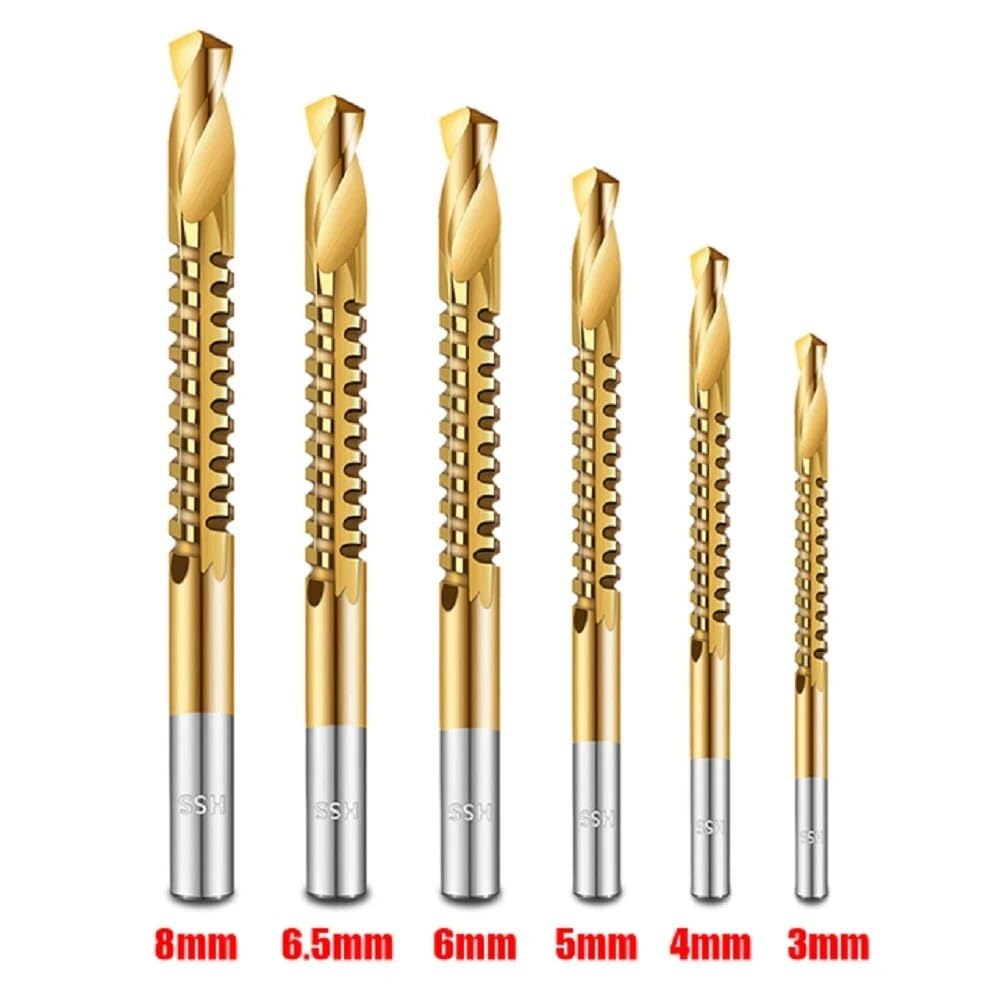 Juego De Brocas De 6 Uds, Brocas De Grifo Compuestas Métricas En Espiral, Brocas Helicoidales, Taladro De Madera for Cortar Ranuras De Perforación