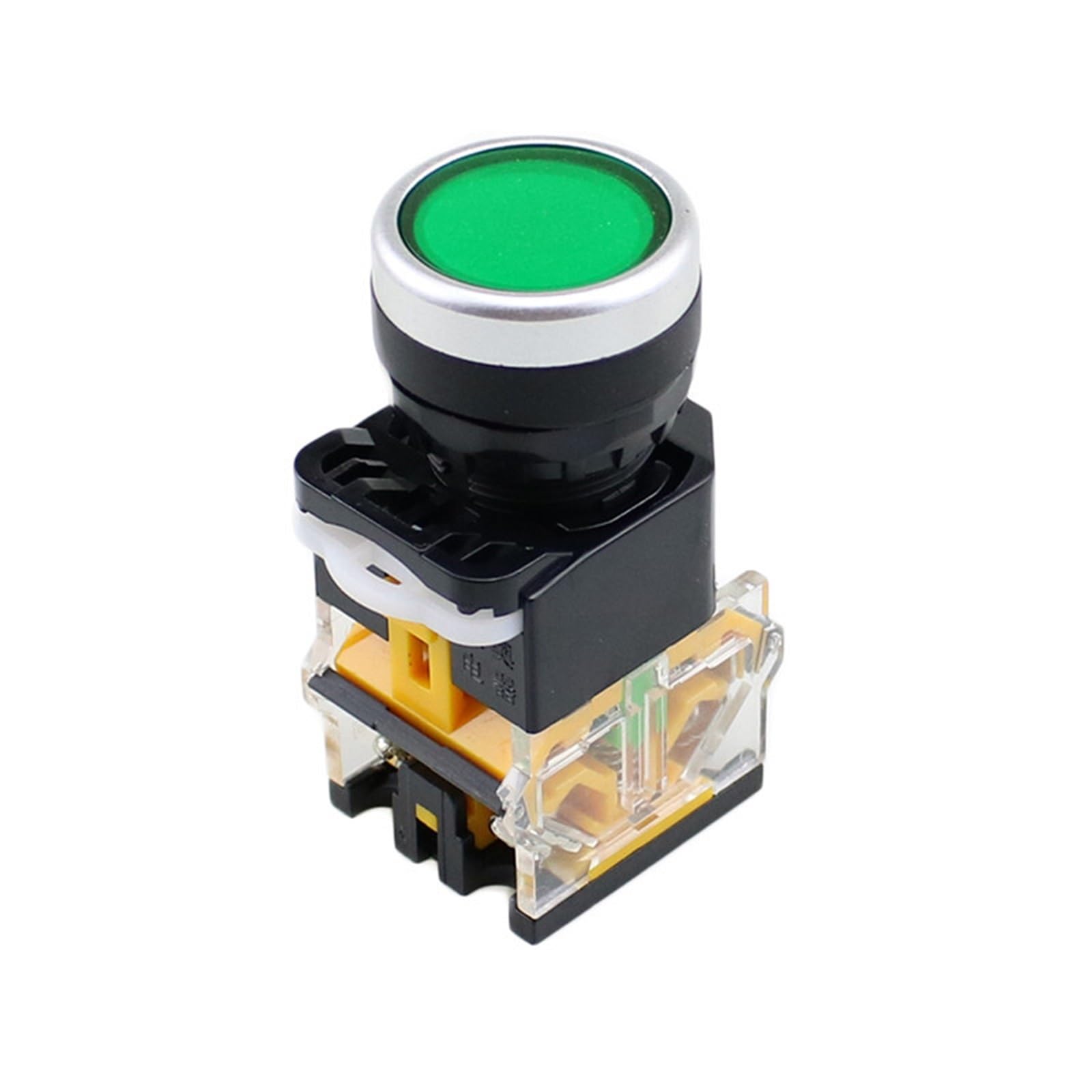 1 szt. LA38-11D/11DS rozdzielacz stykowy Push Button przełącznik z włącznikiem/wyłącznikiem światła Momentary/Rast 22 mm 220 V 24 V LED (żółty, samoblokujący, 6 V)