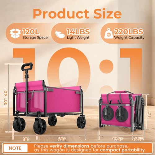 Carrito plegable portátil Holacamking rosa para camping 8