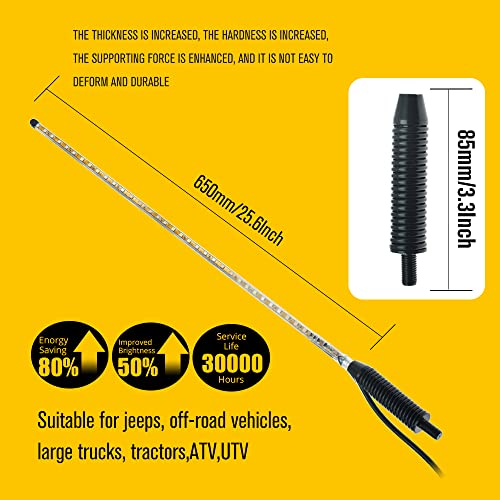 2Pcs 2.4Ft Led Whip Lights 270° Auto Strobe Led Light For Atv Utv,With Spring Base Waterproof Antenna Whips Lights For Can-Am Atv Utv Rzr Polaris Dune Buggy Offroad Truck (2.4 Ft) #TOP5