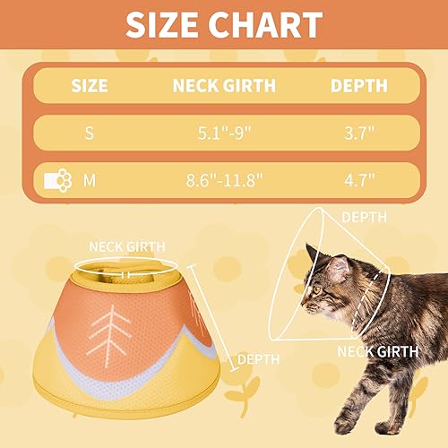 Image of Soft Cat Recovery Collar, Adjustable Cone After Surgery for Kittens, Yellow, M