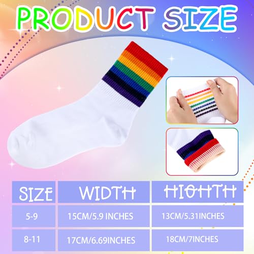 Bencailor 6 Pairs Rainbow Gay Pride Cotton Novelty Socks Colorful LGBT Striped Socks for Women Men Lesbian Gay Gifts3