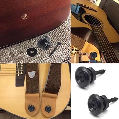 Cheerock 2Pcs Black Metal Guitar Strap Locks, Mushroom Style Guitar Strap Lock Buttons, Electric Guitar Strap Locks, Mushrooms Head Guitar Strap Button For Guitar Bass Ukulele #TOP4
