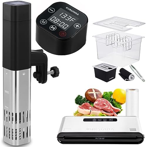 KURSINNA 1000W Sous Vide Machine and 85kPa Vacuum Sealer Machine and 12Qt Container Kit Combo Pack, Immersion Sous Vide Cooker Circulator with Food Save Vacuum Sealing System