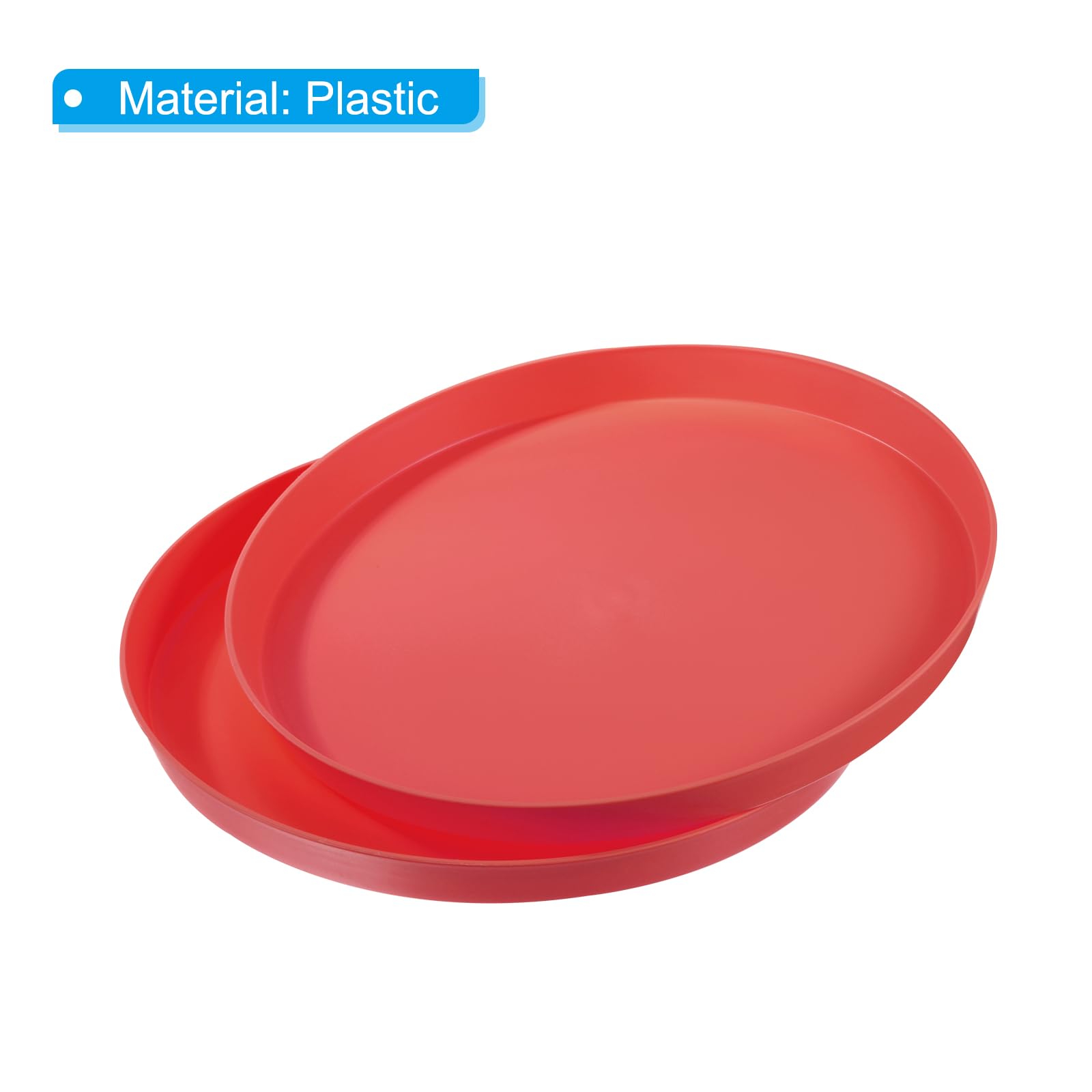 PATIKIL 14" x 1" Redondo Reutilizable Restaurante Servir Bandejas, 2 Paquete Antideslizante Comida Servicios Bandeja Plato para Bar Café Tienda, Rojo