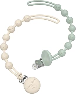 Cuddle Campus Silicone Pacifier Clip Holder with One Piece Design, Pack of 2 Soft Flexible Binky Clips with Texture for Ba...