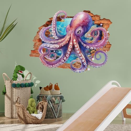 Vinilos decorativos 3D pulpo marino pack 2 hojas miniatura 3