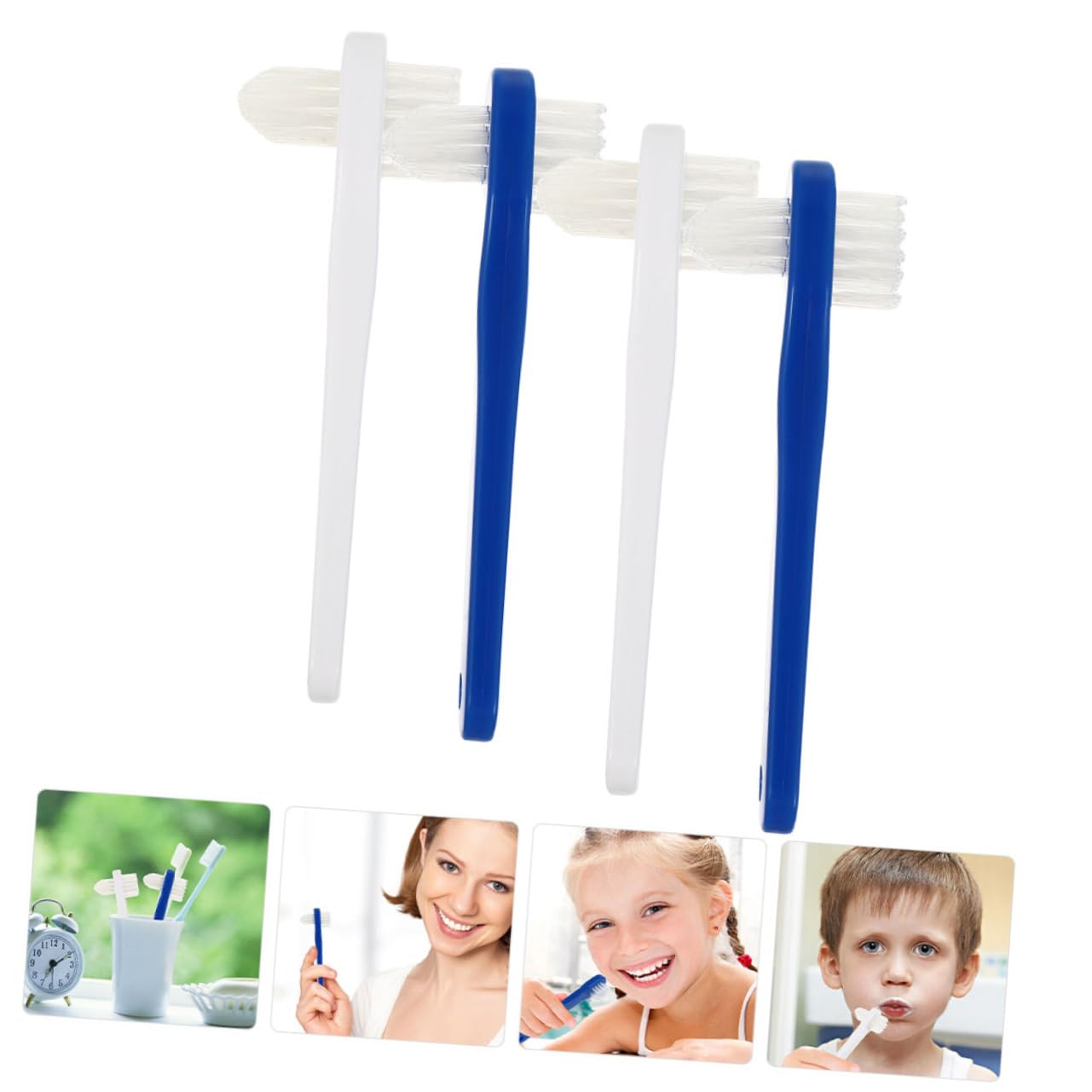 Healeved 5 Set Di Spazzolini Da Denti A Tre Lati Per Adulti Setole Morbide Pulisci-denti Portatile Per La Dei Denti Falsa 4 Pezzi*5