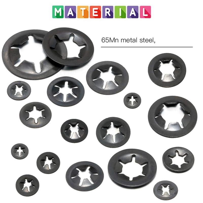 Generic 260Pcs Manganese Steel Torx Washer, Torx Hole Bearing Clamp Retaining Ring Combination Set - (Color: as Shown)