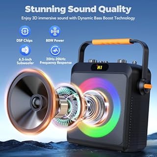 JYX Machine de Karaoké avec 2 Microphones sans Fil pour Adultes Enfants, Karaoke Adulte Professionnel avec Mode Egaliseur Intégré, Karaoke Complete Supportant REC/AUX/USB/TF