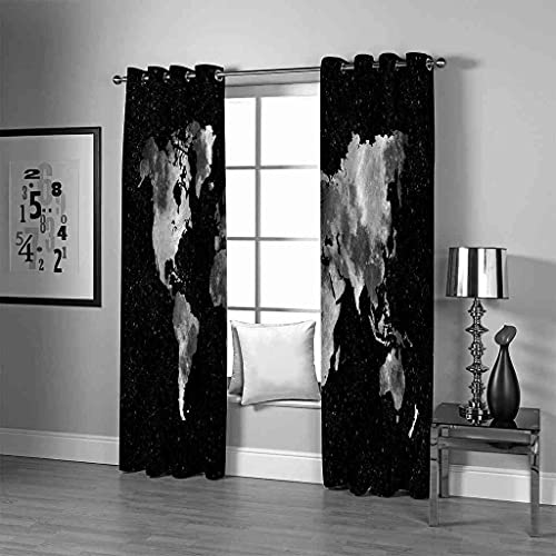 Rideaux de fenêtre pour chambre cuisine et salon moderne déco mappemonde 3D