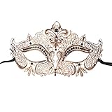 XVEVINA Luxury Vintage Masquerade Mask for Women Metal Mask Black Stones
