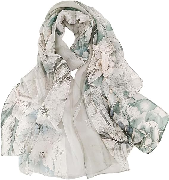 TazweeqScarves for Women, Lightweight Floral Pattern, Sheer Material, Versatile & Multi-Purpose, Gradient Design for Sun Protection, Spring & Autumn