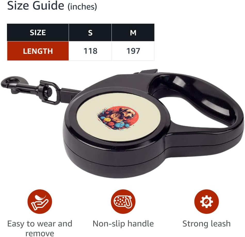 Dog Print Retractable Pet Leash - Colorful Leash - Paint Dog Leash - 197 inches