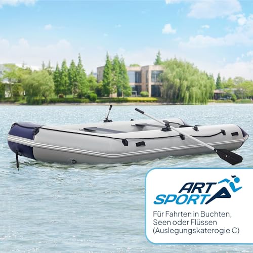 ArtSport Schlauchboot 3,80 m für 6 Personen mit 2 Sitzbänke & Aluboden - Paddelboot mit Paddel,...