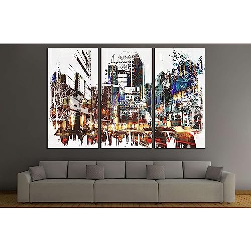 Toile impression sur toile ZELLART Painted City salon contemporain 90x60 cm
