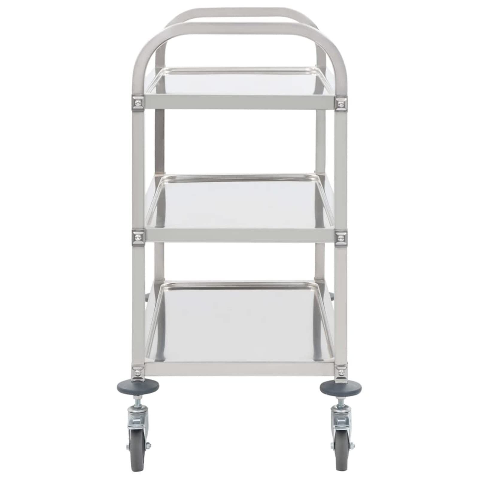 ARKEM Carrello da Cucina a 3 Livelli 95x45x83,5 cm in Acciaio Inox,Carrello di Servizio Cucina con Ruote Mobiletto, Credenza Portavivande Mobile in Legno e Metallo Moderno