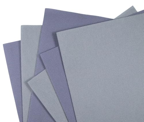 Image of KCS 4 /6 pc of 12 inch x 18 inch(30cmx45cm) 18 Count Cotton Aida Cloth Cross Stitch Fabric (6 pc, Light Grey+Light Steel Grey)