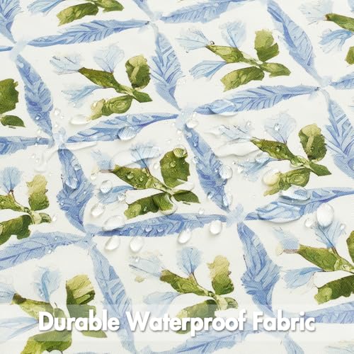 Image of MIULEE Pack of 2 Decorative Outdoor Waterproof Throw Pillow Covers Flower Print Chic Boho Accent Pillow Covers for Square Garden Patio Cushion 12x20 Inch, Blue-Green