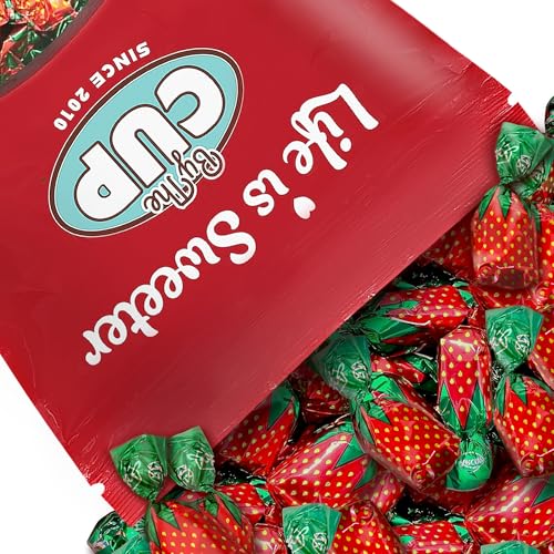 By The Cup Arcor Strawberry Filled Bon Bons, Hard Candy, 2 lb Bulk Bag