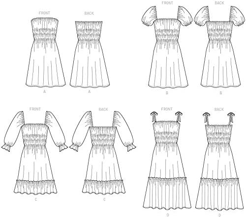 Miniatura 10 de McCall's Patterns McCall's Learn - Vestido de manga larga para mujer, sin mangas, corto, patrón de costura 12-20, color blanco