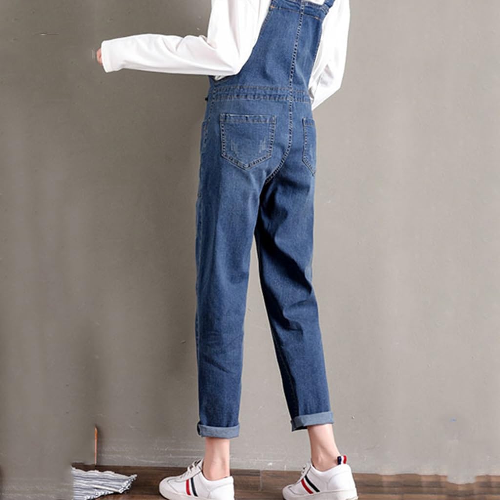 FaroLy Donna Maternità Salopette di Jeans Spalline con Bottoni Casual Senza Maniche a Gamba Larga Tuta Allentata con Tasche