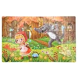 needlid Kid Puzzle Toy, 60 Piezas de Rompecabezas para Niños con Caja de Hierro para Atraer la Atención de los Niños((Caperucita Roja))