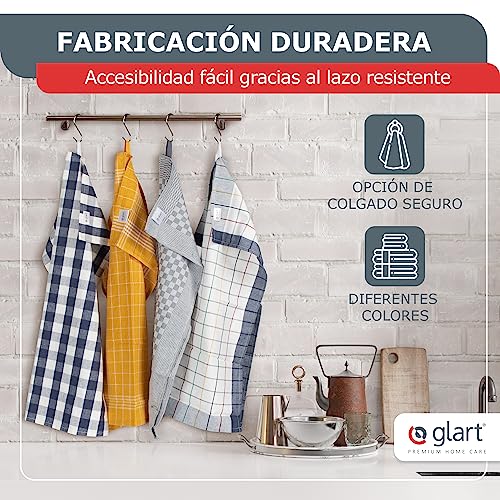Paños de cocina grises a cuadros confeccionados en algodón prelavado premium 4