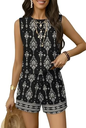 GUNEST 2 Piece Sets for Women Summer Lounge Short Sets Tank Tops ...