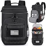 HILOMON Tactical Cooler Backpack, Insulated Leak Proof Dual Compartment Cooler Bag with MOLLE System (Black)