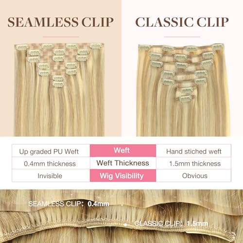 Image of GOO GOO Seamless Clip in Hair Extensions Real Human Hair Remy Extensions