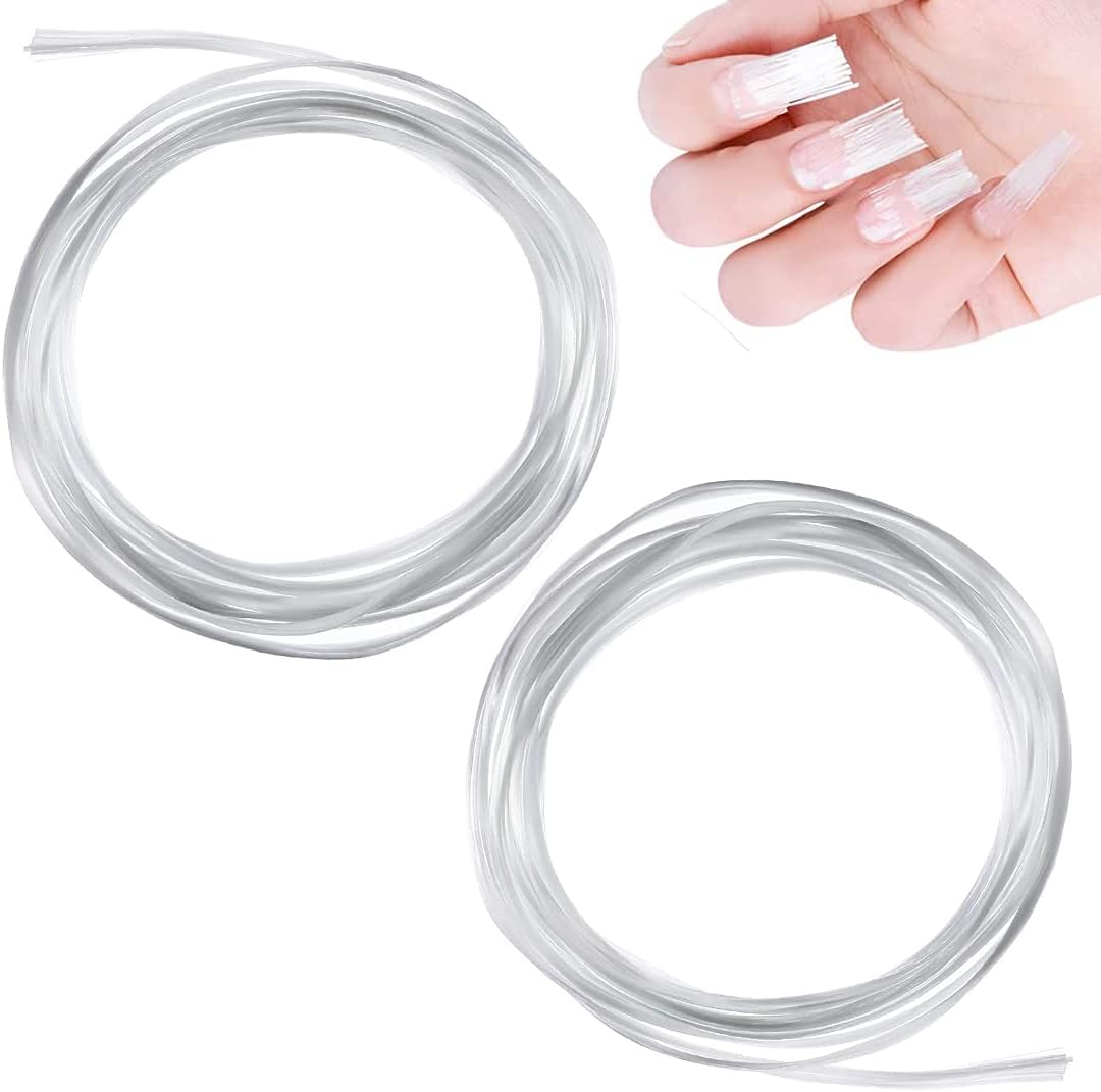 Excefore False Nail Extension Fiber, 400cm Fiberglass Nail Extension Kit, Adjustable Shape Nails Lengthening Fibers Tools, DIY Fiberglass Nail, Salon Nail Art Personal Home Use