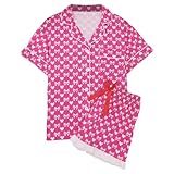 Generisch Loungewear für den Valentinstag – Kurzarmtop mit Herzmuster und passende Shorts, gemütlicher Hauspyjama für (XL)