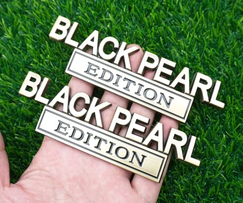 Image of Pair Set Black Pearl Edition Emblem 3D Letter Fender Tailgate Badge Decal Sticker Nameplate for Universal Vehicle, Car, Truck, SUV Motorcycle Accessories (Gold)